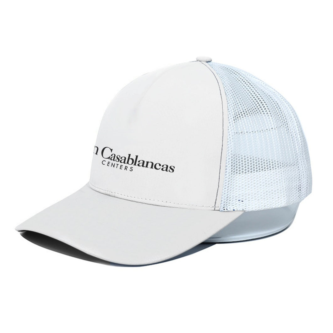 Unisex White Peaked Cap With White Half-Mesh