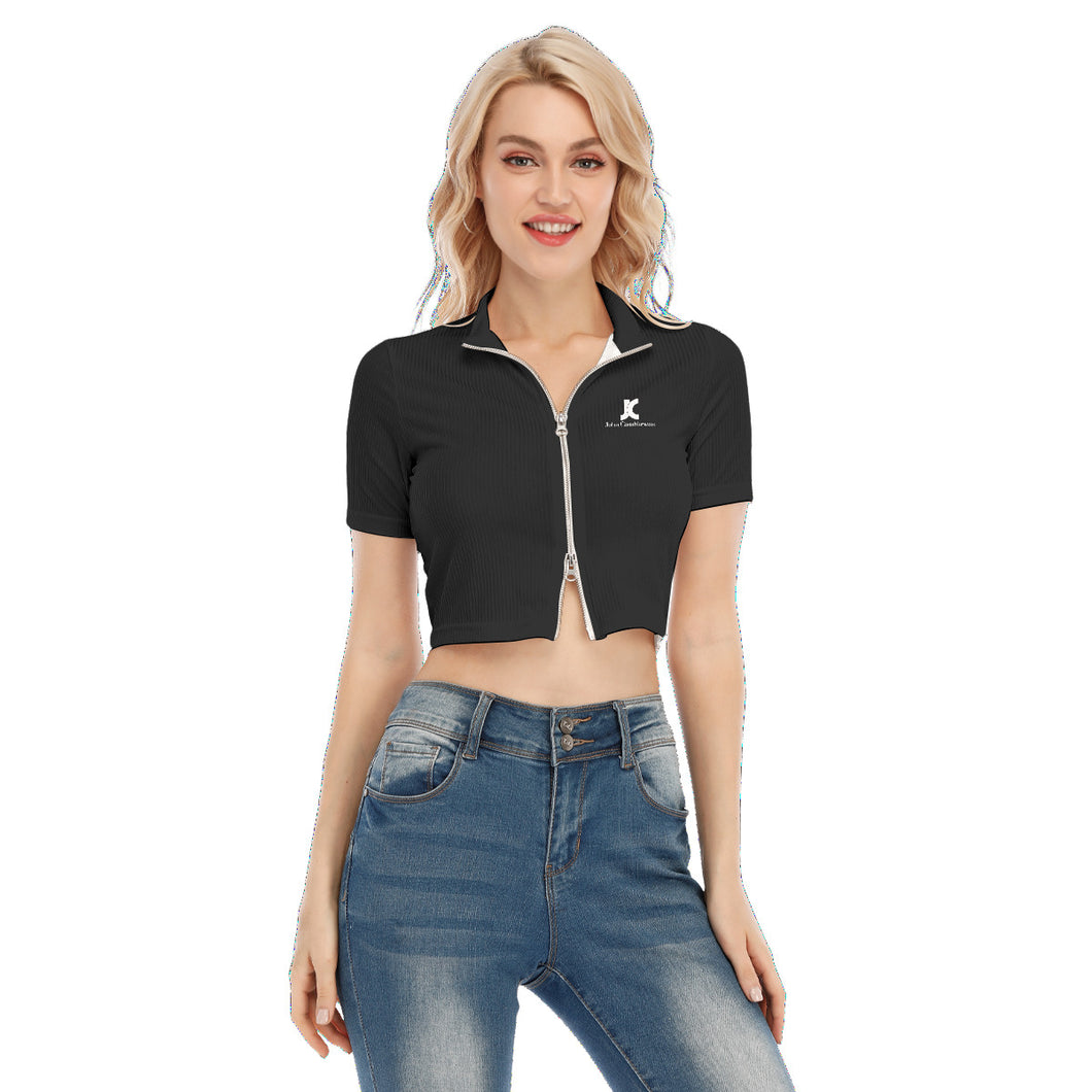 Backstage Women's Short Sleeve T-shirt With Two-way Zipper